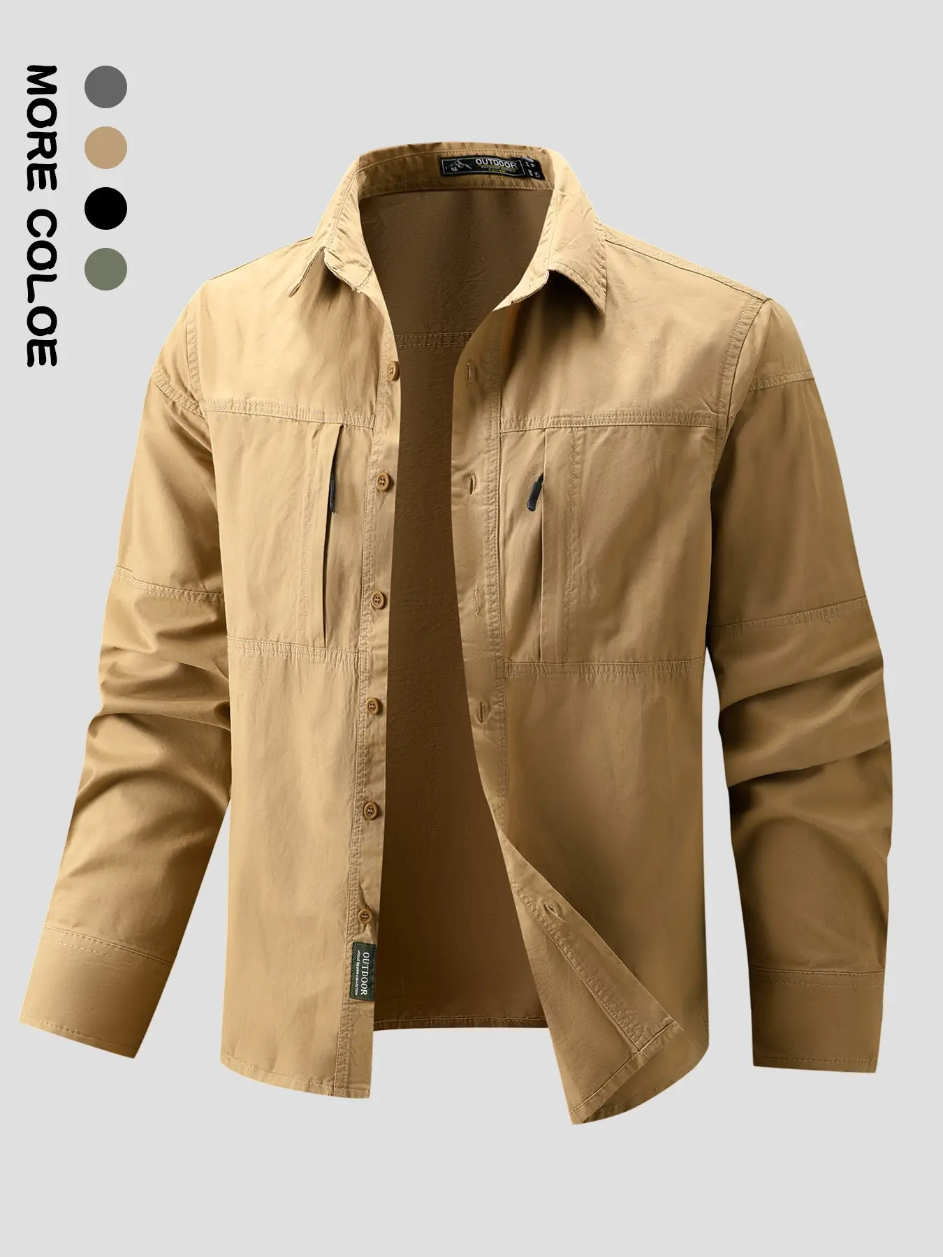 New Spring Fall Quick-Dry Long Sleeve Shirt, Multi-Pocket Men's Thin Workwear Casual Fishing Shirt, Suitable for Daily Outing