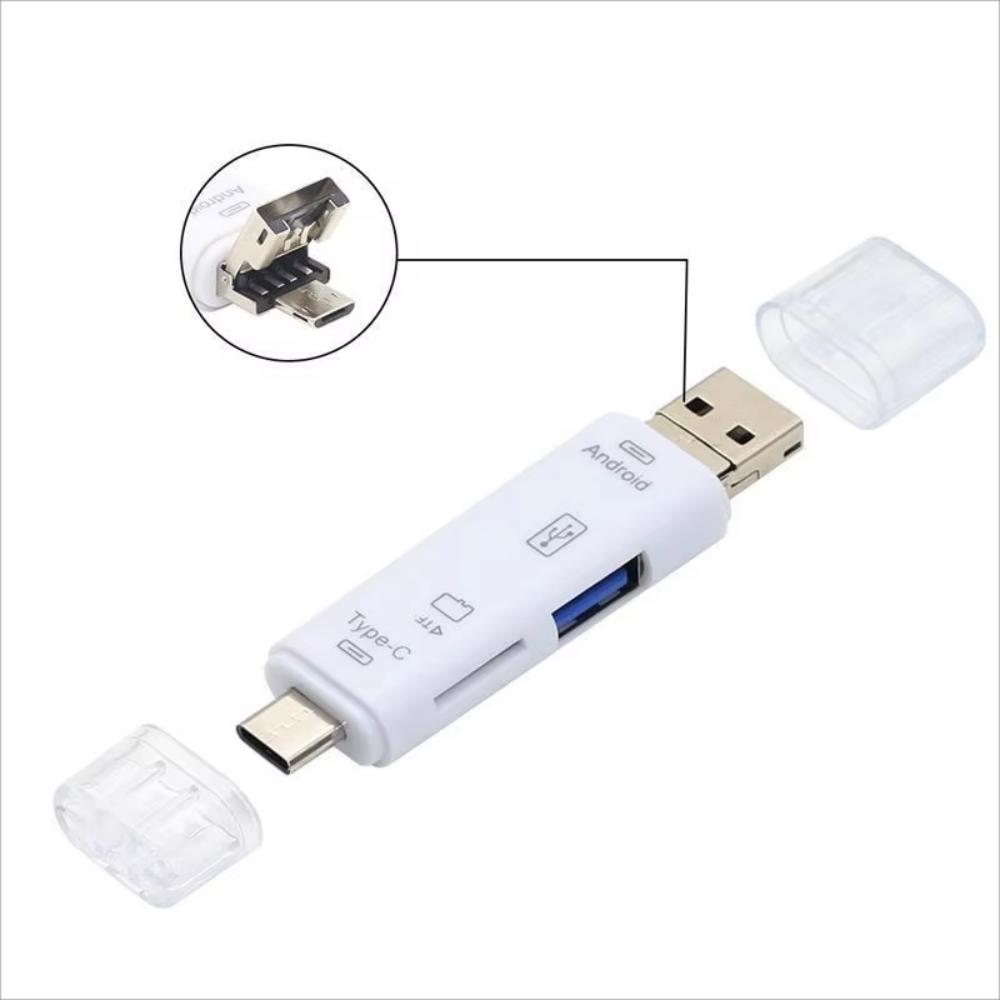 5 in 1 Multifunction USB 2.0 Type C USB Micro USB SD TF Memory Card Reader for Android Computer Dock OTG Type C Adapter