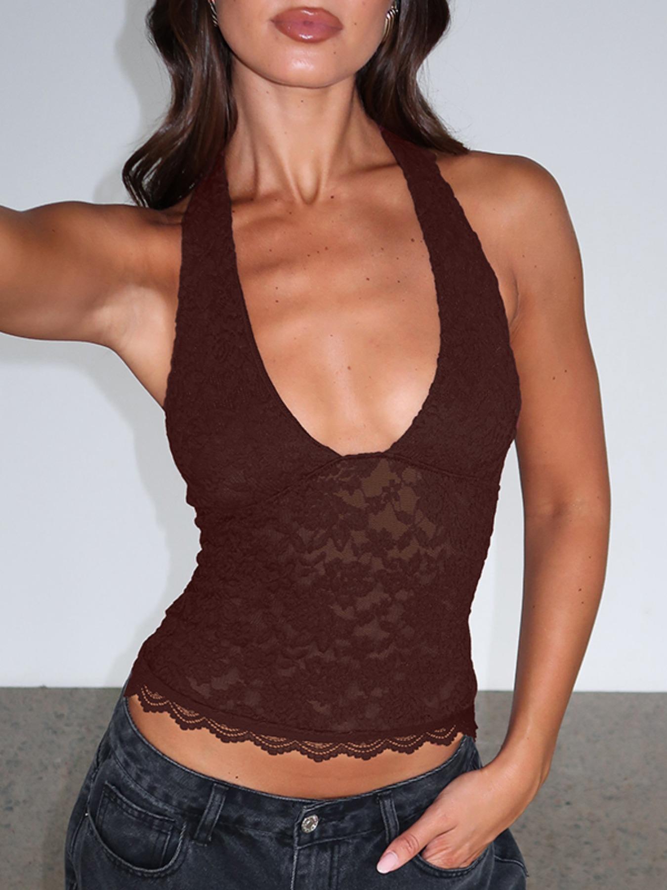 Women's Halter Neck Tank Top, Slim Fit Lightweight Breathable Sleeveless Top for Summer, Fashion Chic Women's Top for Daily Wear