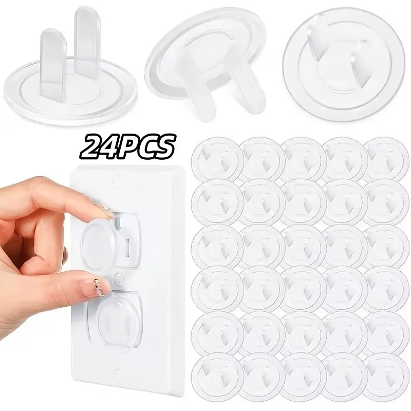 24-Piece Us Plug Socket Covers, Transparent Shockproof Design, Easy Installation, Safe Plastic Socket Covers for 24 Outlets