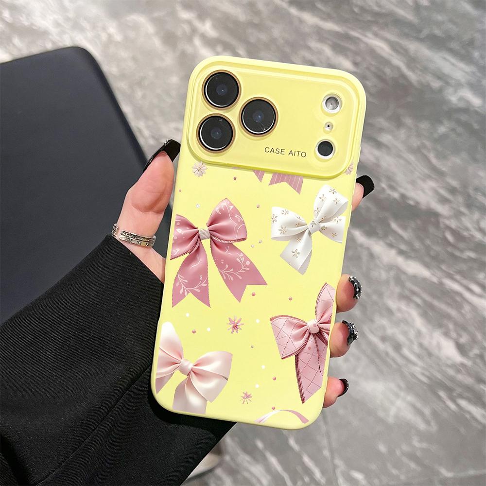 Bow Phone Case, Elegant Style, for compatible with iPhone 17/17pro/17promax/17Air/iphone16/16pro/16plus/16promax/15/15promax/15pro/11/12/13/14promax/12mini/13mini/11pro/11promax/12pro/12promax/13pro/13promax/14pro/14promax, Cute Bows and Pearls Present, F
