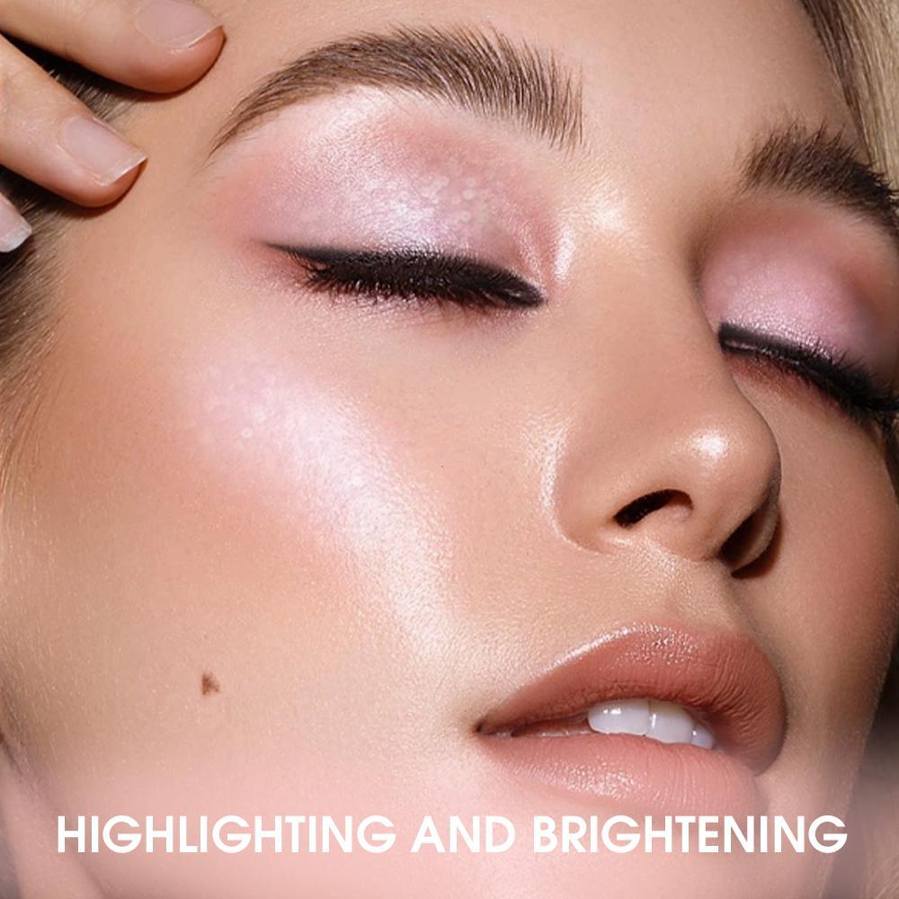 Portable Glitter Highlighter Powder, Shimmering Highlighter Palette, Long Lasting Lightweight Pearly Makeup Powder, Facial Brightening Cosmetics, Valentine's Day Gift, Cosmetics Glam Powder, High Shine Makeup