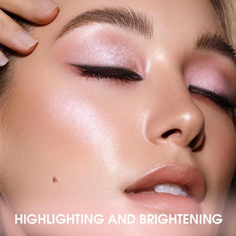 Portable Glitter Highlighter Powder, Shimmering Highlighter Palette, Long Lasting Lightweight Pearly Makeup Powder, Facial Brightening Cosmetics, Valentine's Day Gift, Cosmetics Glam Powder, High Shine Makeup