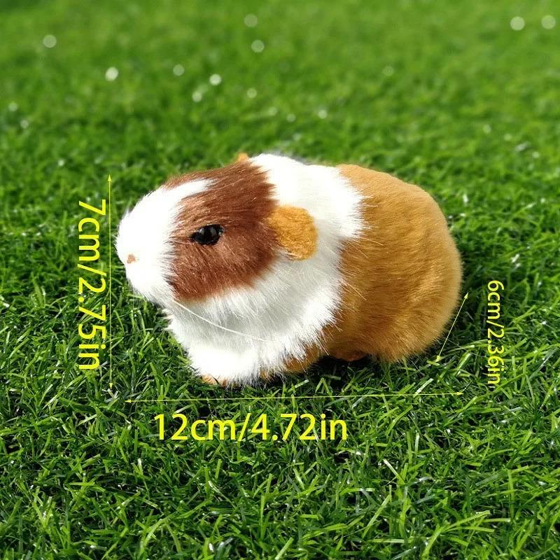 Adorable Simulation Fur Guinea Pig Plush Stuffed Doll Hamster Toy Soft Figurine for Kids Birthday Gift 12x6.5x6 cm Realistic Decorative Ornament