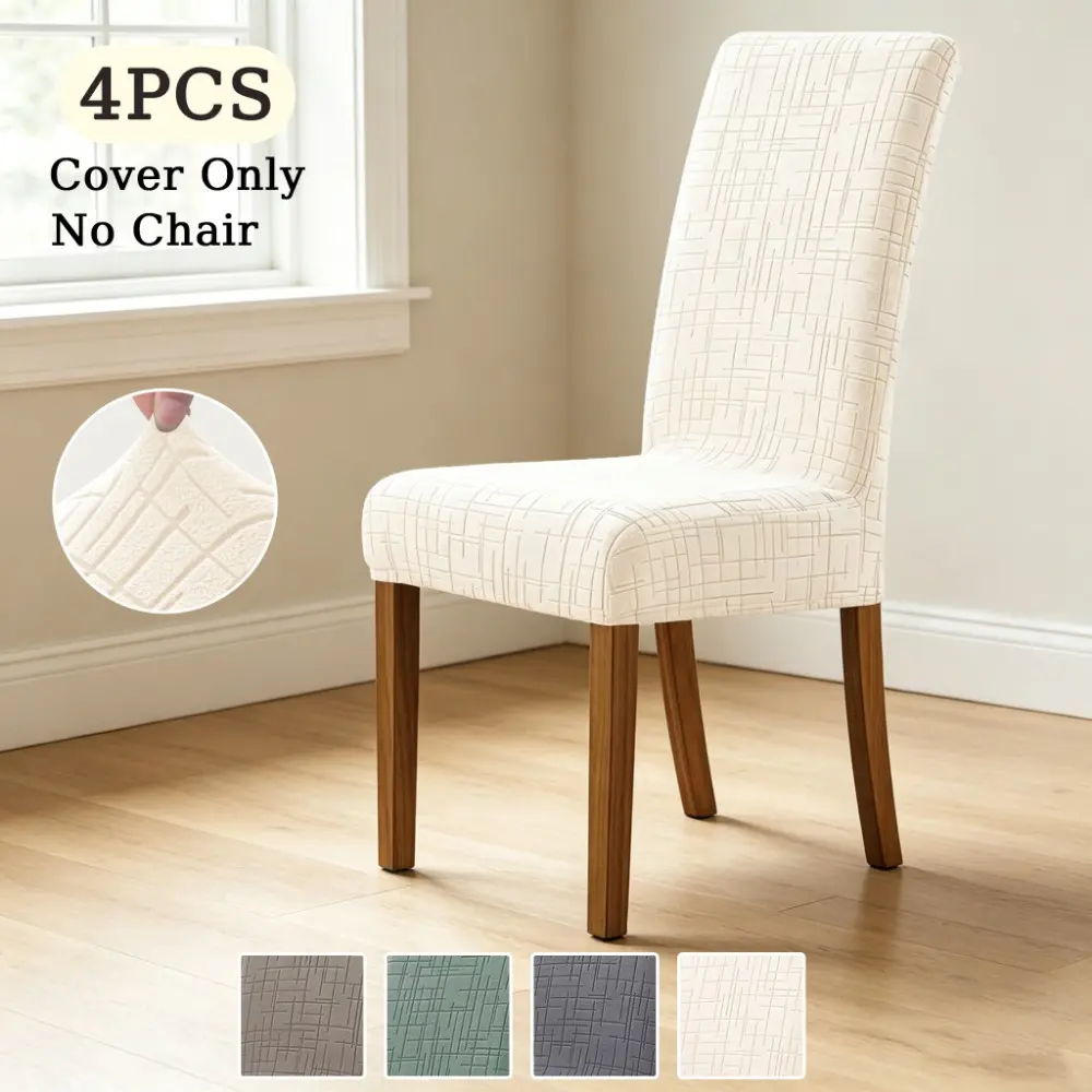 4PCS of New Soft Jacquard Dining Chair Covers, High Elasticity, Dustproof, Solid Color Chair Protective Covers, Washable Chair Slipcovers, Removable, Four-season Universal Chair Covers, Suitable for Banquets, Restaurants, Offices, Hotels