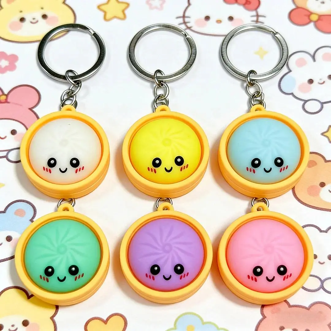 1/6/12Pcs Dumpling Keychains Cute Baozi w/Steamer Random Color for GiftBags PartyFavors wedding favors for guests