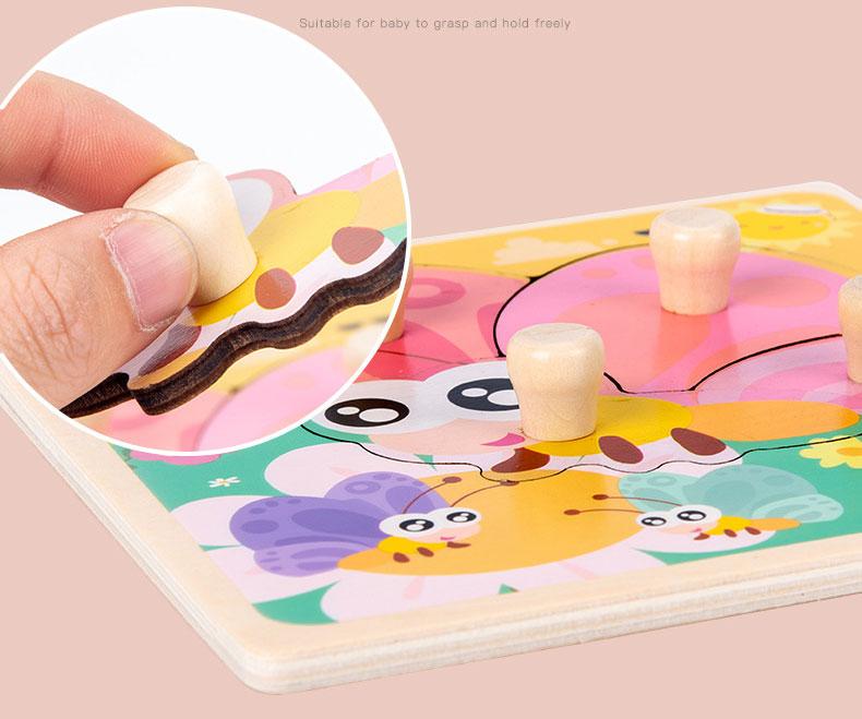 Baby Wooden Puzzles Montessori Toys 1 2 3 Years Toddler Toys Hand Grab Board Alphabet Number Cognition Learning Educational Toys