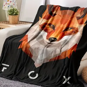 1Pc Soft And Cozy Fox Flannel Blanket For Home, Travel, And Office - Perfect Gift For Boys, Girls, And Adults - Available All Season