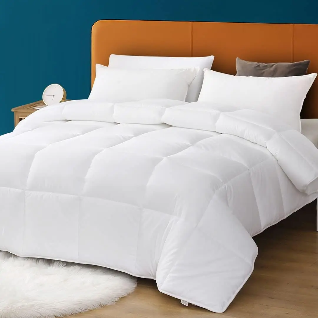 Queen Size Down Alternative Comforter - 90x90" Box-Stitched Climaloft™ Duvet Insert with Cotton Cover, All-Season Hypoallergenic Ultra-Soft Microfiber, Lightweight Fluffy Durable Machine-Washable Hotel-Quality Bed Blanket, Cloud-Like