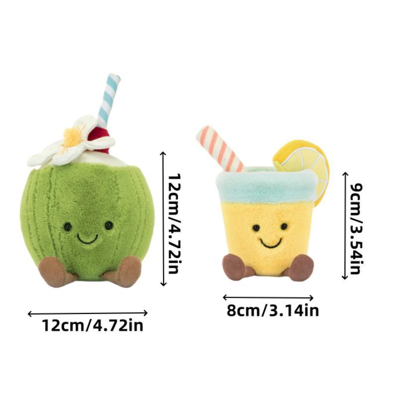 Cute Coconut/ Lemon Juice Soft Adorable Stuffed Plush Toy, 1 Count Lemonade/ Coconut Juice Plush Doll, Birthday Gift, Home Decoration