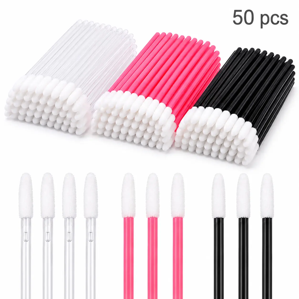 50 Pack Disposable Lip Wands Applicators, Portable Lip Gloss Brushes, Professional Disposable Makeup Tools for Lipstick, Lip Gloss, Lip Balm & Makeup Artists