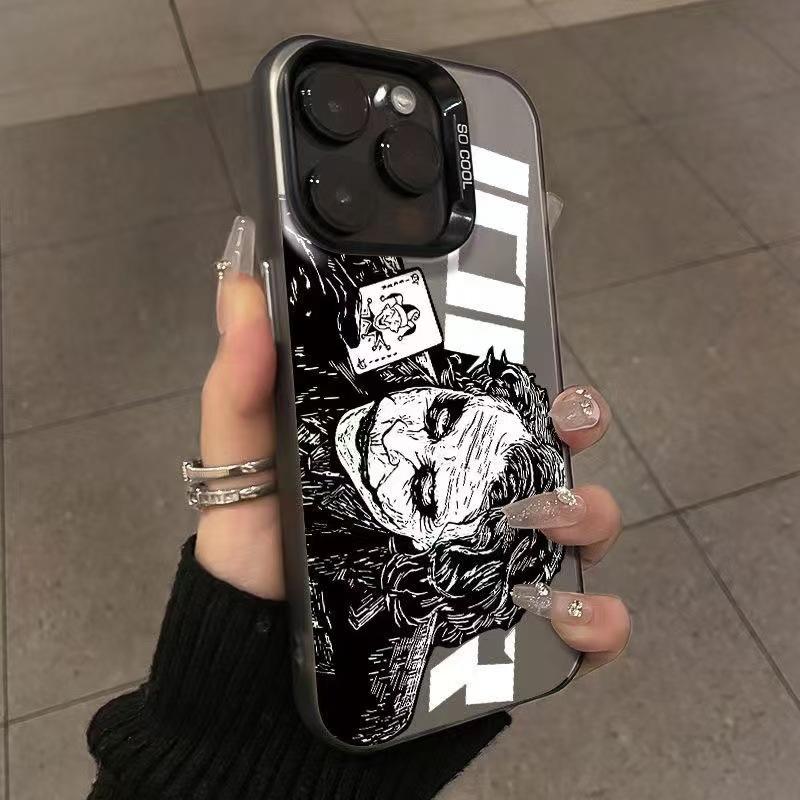 Cool Joker Illustration iPhone Case| Step Camera Bump Full-Body Shockproof| Edgy Street Style & Movie Fan Gifting| Black & White Line Art Neon Green Contrast Premium Dark Aesthetic (Compatible with iPhone 17 Air/16 Pro Max/15/14 Pro)