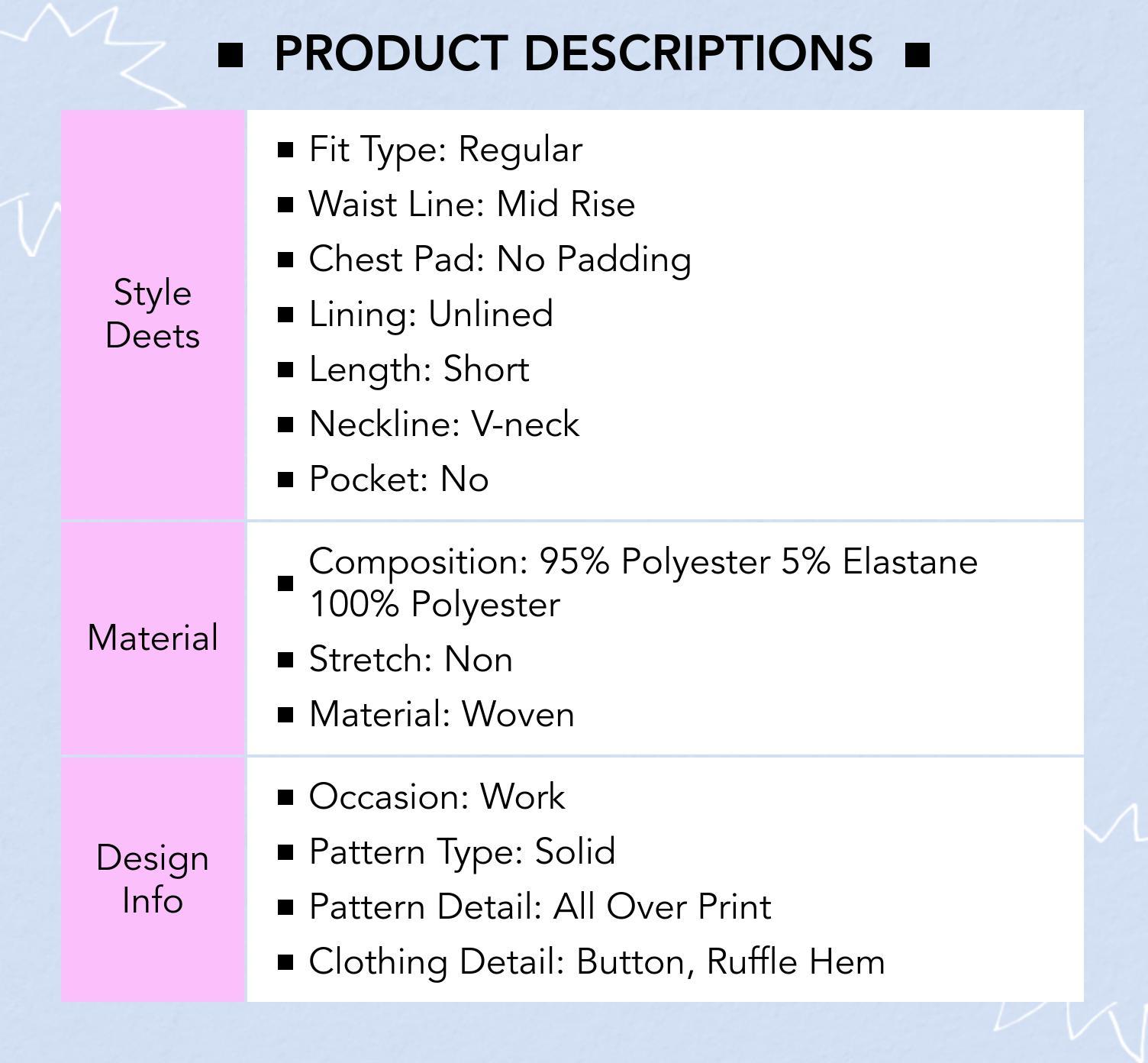 Cider V-neck Solid Button Ruffle Hem Mini Dress