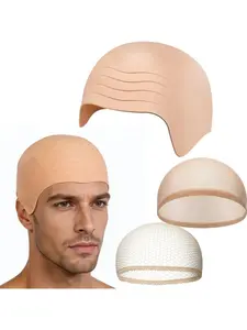 Adult Bald Cap and Hair Net Set, Realistic Skin Tone Bald Wig for Men and Women, Halloween Costume Accessory, Perfect Gift for Friends and Family