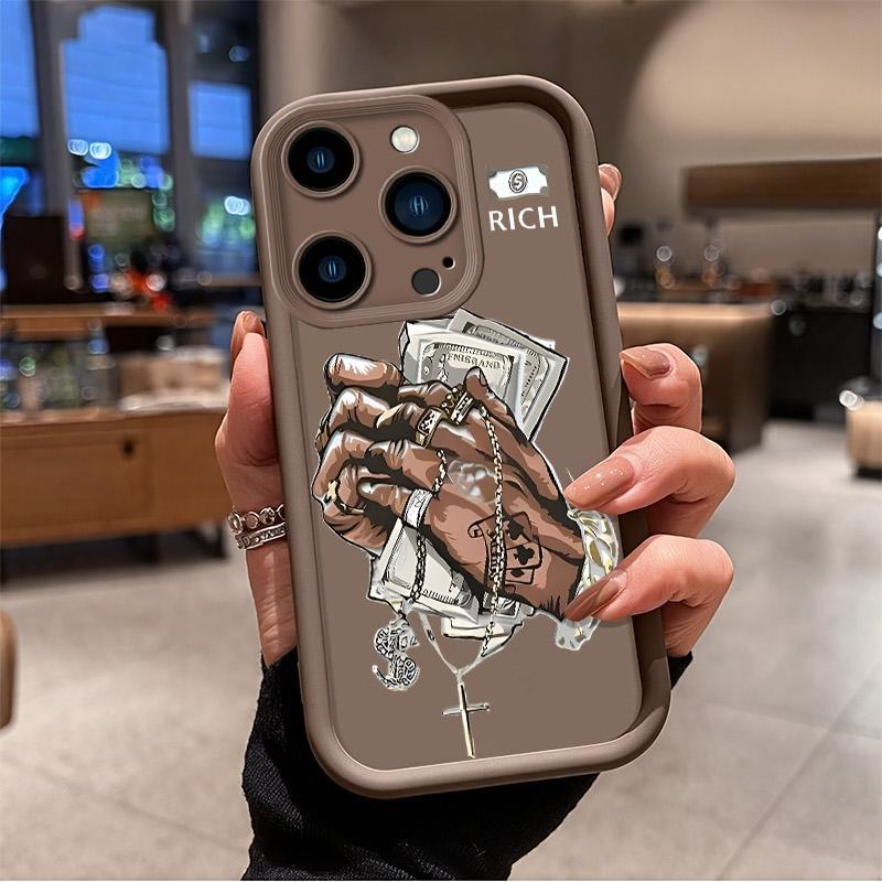 Hip Hop Money Rich Phone Case for iPhone 17 Pro Max 16 E 15 14 Plus 13 12 11 Pro Max & Samsung S21S22 S23 S24 S25 S26 Ultra Plus, Aesthetic Matte Shockproof Protective Case for Men, Perfect Gift