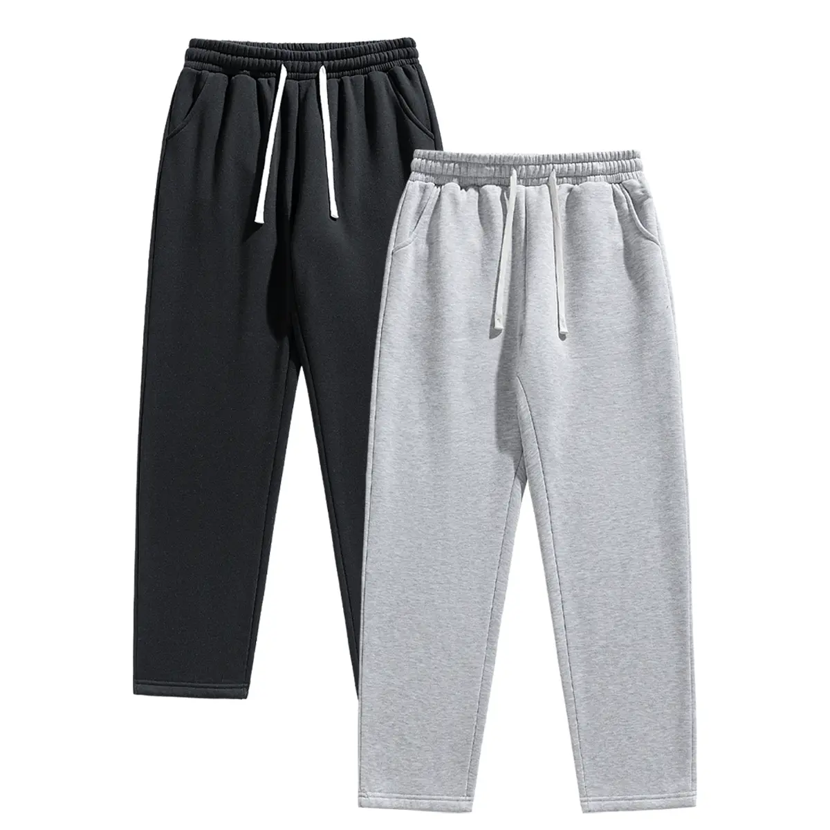 Men’s casual solid-color slim straight-leg pants, 2-pack — mid-rise, conservative style; form-fitting, tight cut; a versatile design suitable for all seasons, ideal for autumn and winter; men’s pants in a conservative style.