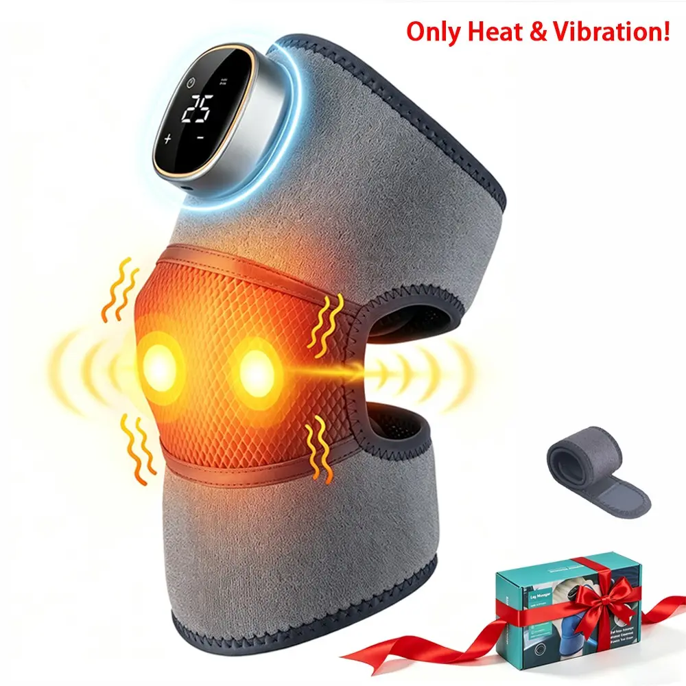 Cordless Knee Massager with Heat, Electric Heated Knee Wrap with 3 Vibration Modes & 5 Heating Levels, 3-in-1 Heating Pad for Knee Shoulder Elbow, Gifts for Men Women, 1 Count