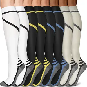 Copper Compression Socks for Men & Women 8 Pack 15-20mmHg - Knee High Stockings Support for Running Athletic
