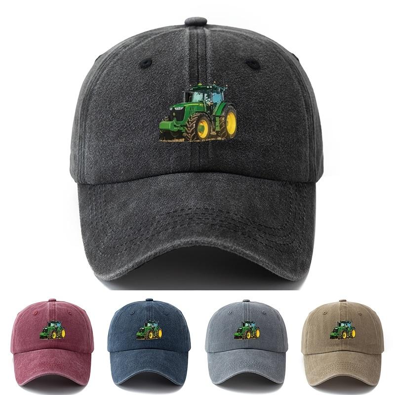 Printed tractor baseball cap men's outdoor camping vacation casual curved brim hat retro duckbill cap dad truck driver hat