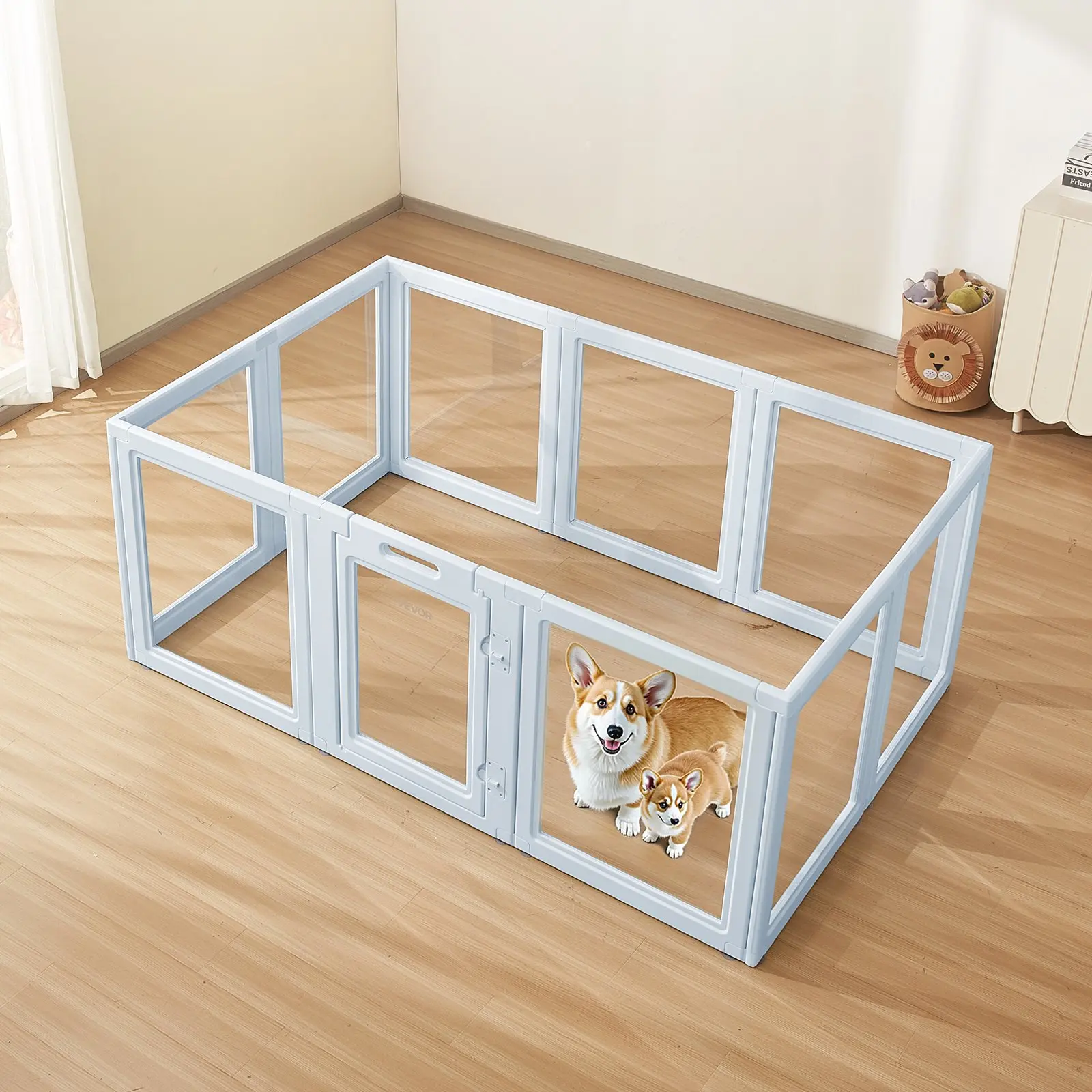 【DealsForYouDays】VEVOR Dog Whelping Box, 76x49x30 in Plastic Dog Whelping Pen for Large Sized Dogs, Waterproof Puppy Playpen with Transparent Windows Door Lock, Easy to Clean, Durable Indoor Pet Dogs Cats Birth Kit