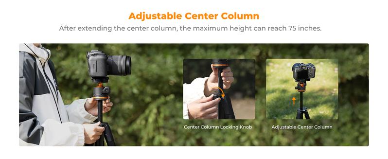 K&F CONCEPT 75 inch/190cm Camera Tripod,Lightweight Travel Outdoor DSLR Tripods with 360 Degree Ball Head Load Capacity 8kg/17.6lbs,Cellphone Clip and Remote Control for Smartphone S255A3+BH-36 K&F CONCEPT 75 inch/190cm Camera Tripod,Lightweight Travel Outdoor DSLR Tripods with 360 Degree Ball Head Load Capacity 8kg/17.6lbs,Cellphone Clip and Remote Control for Smartphone S255A3+BH-36