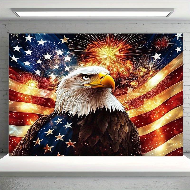 1pc a Patriotic Backdrop Featuring an Eagle And Fireworks for The 4Th of July - a Colorful Polyester Party Banner That Requires No Setup, Suitable for Indoor Or Outdoor Use During Celebrations, Bars