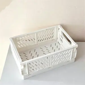Foldable Desktop Storage Box, Student Stationery Organizer, Multi-Use Cosmetics Basket, Stackable Small Baskets, Space-Saving Design