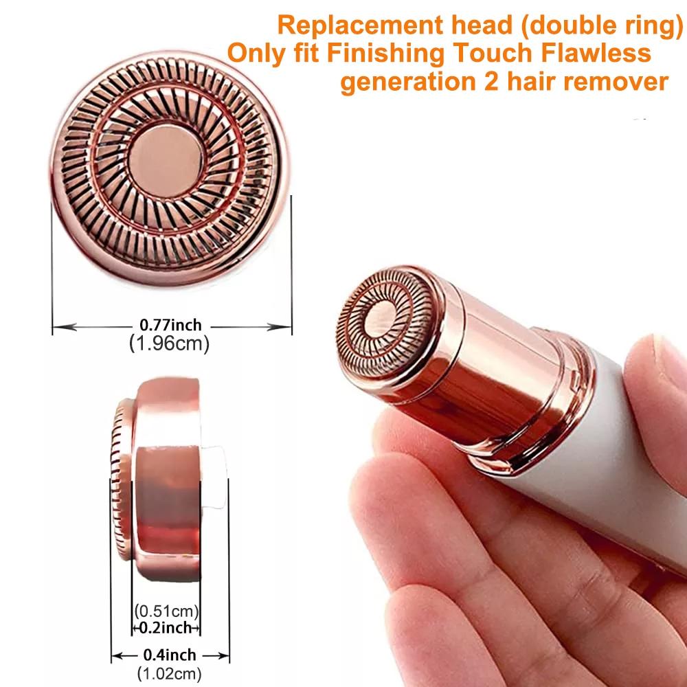 4-Pack Replacement Heads for Flawless Facial Hair Remover Gen 2 – Includes Cleaning Brush – Compatible Refill Blades for Finishing Touch Hair Removal Shaving Products
