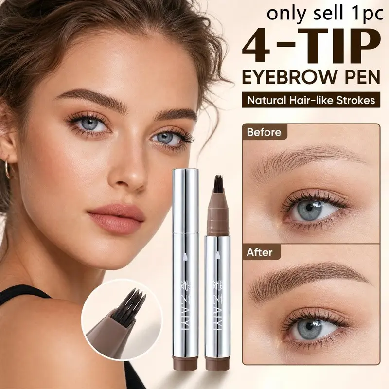 Multi‑Fork Liquid Eyebrow Pen, daily eyebrow styling makeup, micro‑fork tip, waterproof & smudge‑proof, ultra‑fine strokes, creates tattoo‑like brow effect and clean natural brows, ideal for daily makeup scenarios