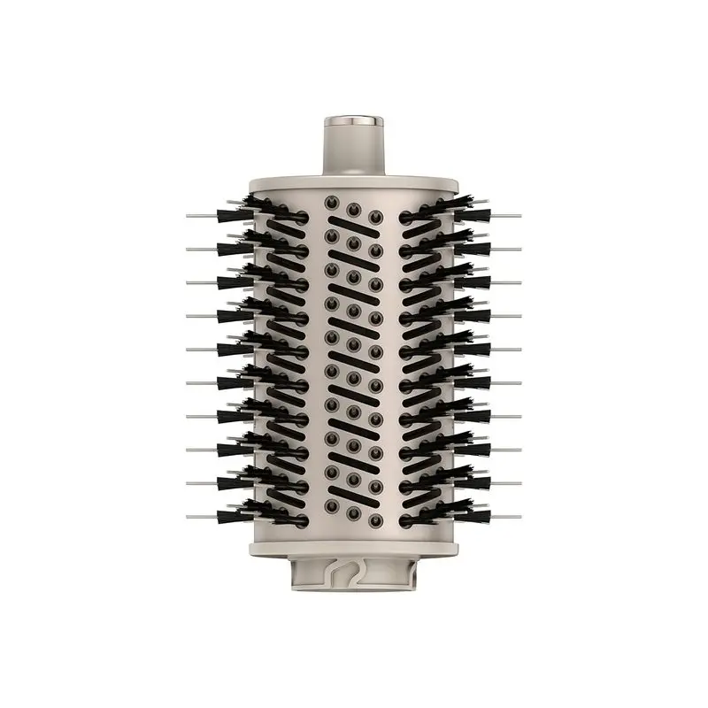 Round Hot Air Brush Attachment for Blow Dryers, Hair Styling Tool for Straight, Wavy, Curly, and Coily Hair, Stone |   Boar & Nylon Bristles Grab, Smooth & Defrizz, Adds Bounce, Best for Layers & Bangs