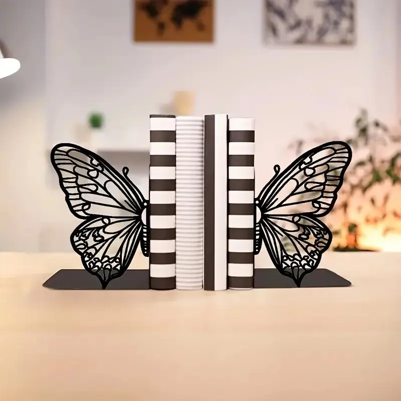 Fantasy Butterfly metal bookshelf, desktop book storage clip, heavy-duty bookshelf support, decorative desk accessory, suitable for book storage in home office environments