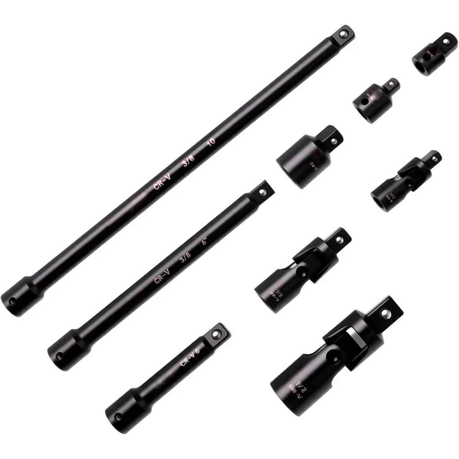 9-Piece Chrome Steel Impact Socket Extension Set with High Torque Universal Joint for Impact Wrenches