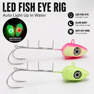 Water-Activated LED Tenya Lure with Hook, Light Up In Water & Turn Off Out of Water, Glow Metal Jig for Boat Saury Fishing