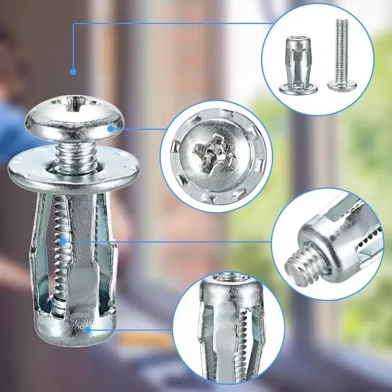 M4-M8 Flower Shaped Expansion Screw & Nut Combination, Anchor Screws, Hardware Accessories for License Plate, Hollow Wall, Advertising Board (Screw + Nut Equals 1 Count)