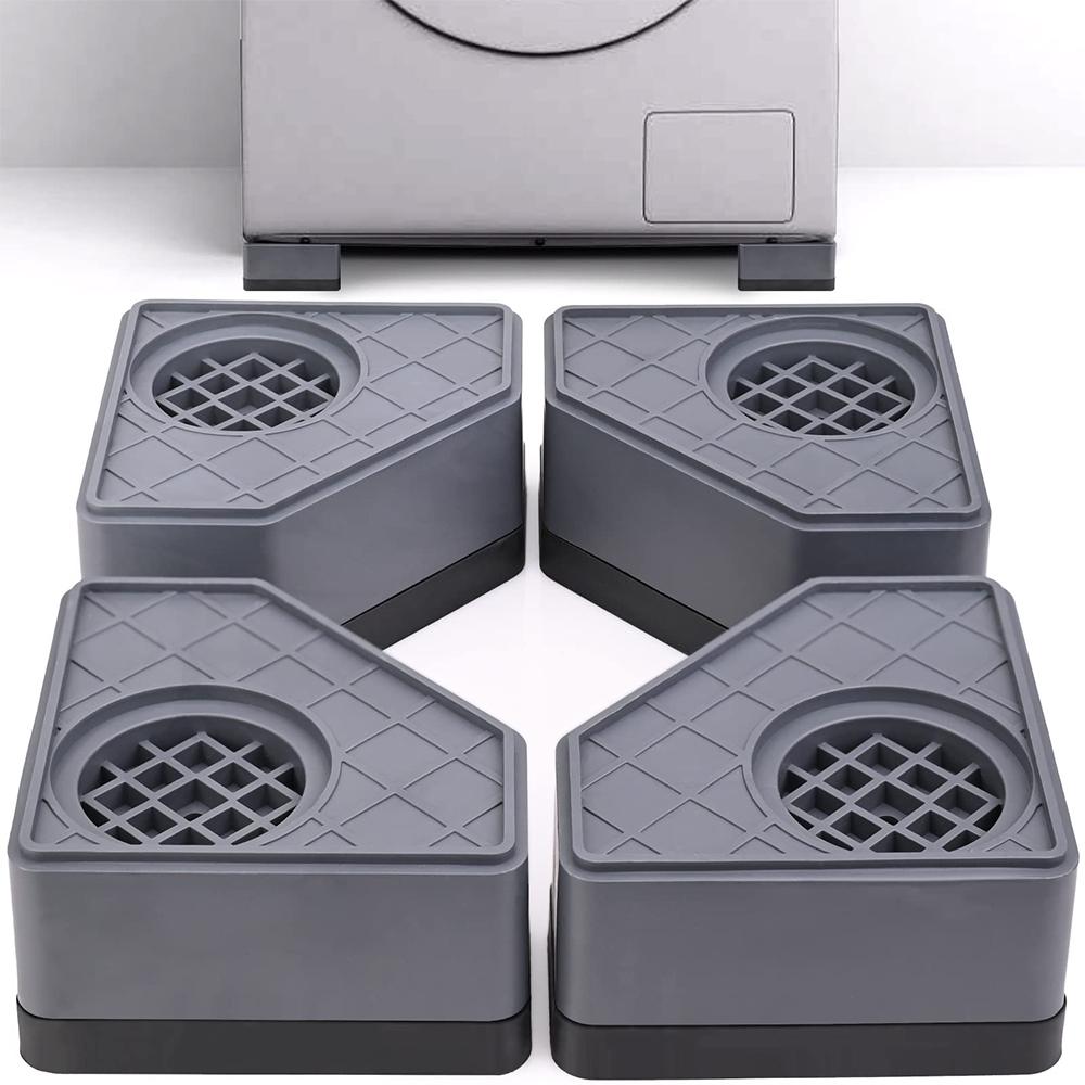 4-Piece Washer Anti-Vibration Pads, Moisture-Resistant Noise-Reducing Support Base, Durable Rubber Floor Mats for Dryer & Refrigerator