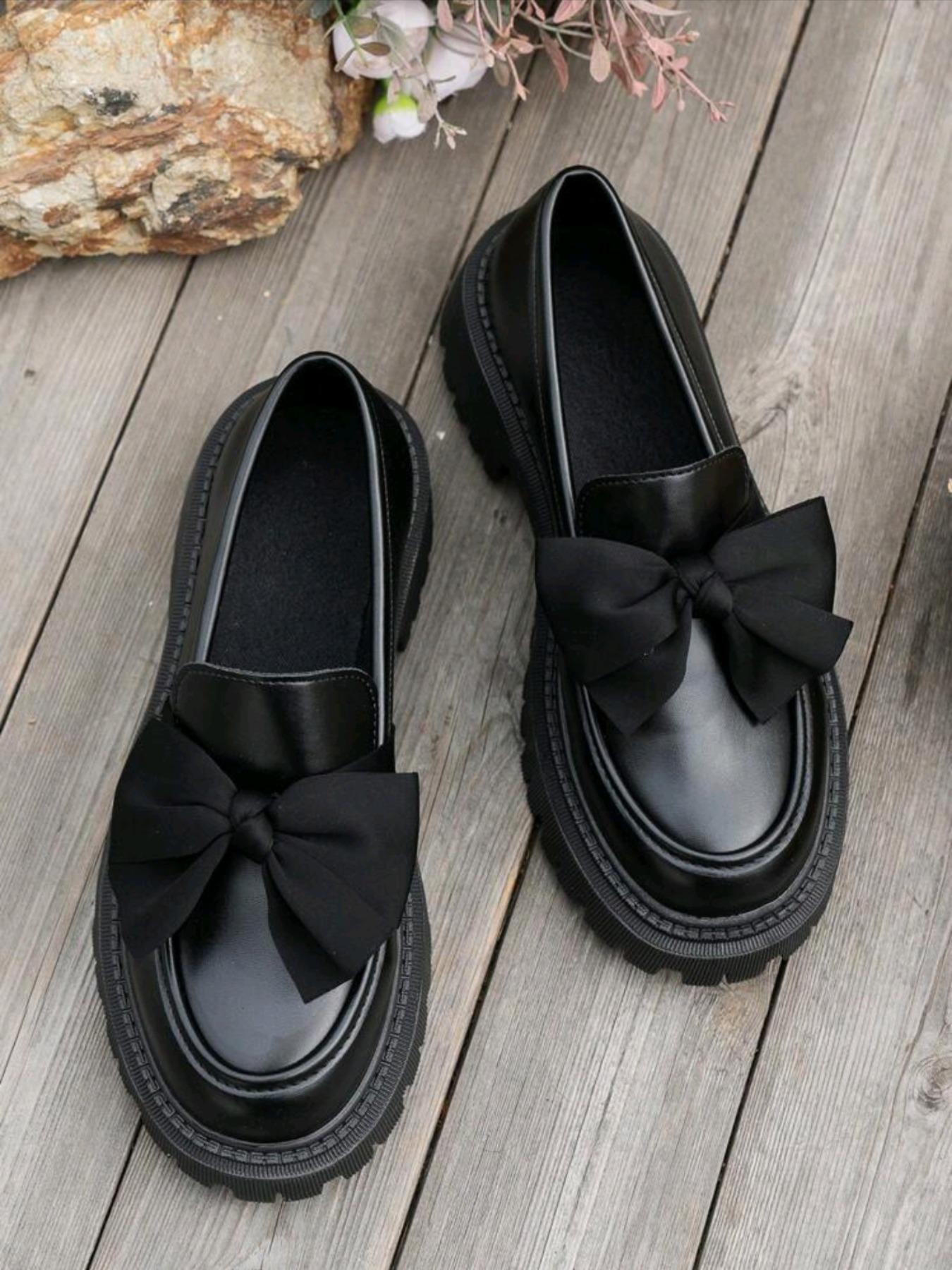 Fashionable Bowknot Design Slip on Platform Loafers, Casual Comfortable Platform Shoes for Daily Wear, Female All-match Round Toe Shoes for Women