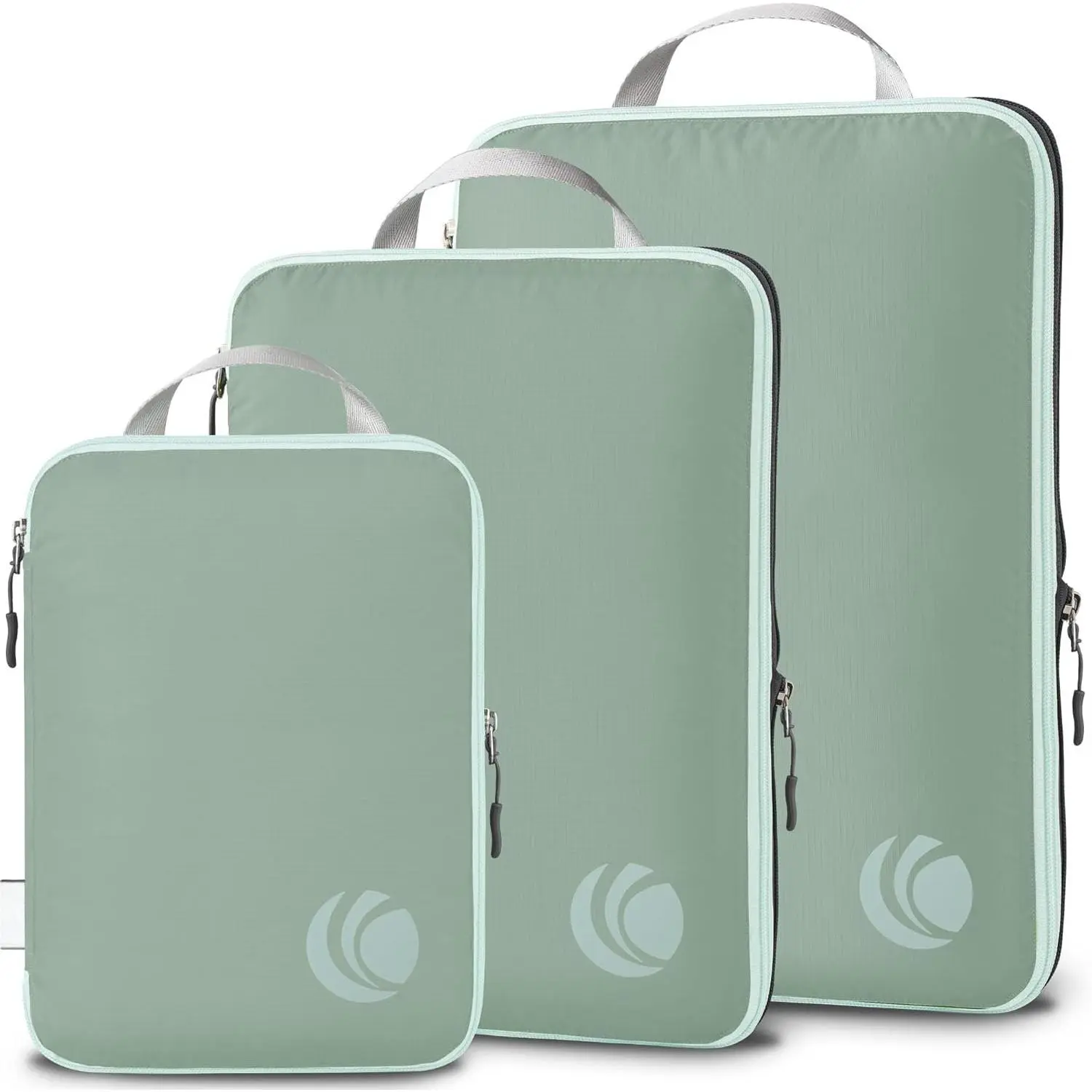 Compression Packing Cubes (3 ,Sage Green) | Ultralight Luggage Organizer Bags with Shoe Bags Laundry Bags Clear Toiletries Bag, Travel Essentials for Carry  Suitcase