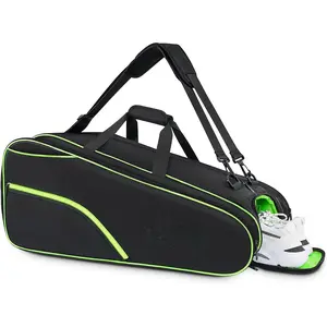 Tennis Bag , Extra Large Protective Convertible Racquet Bag with Shoes Compartment for Men Women, Racket Backpack with Cooler Pocket & Removeable Shoulder Strap for Sport Equipment