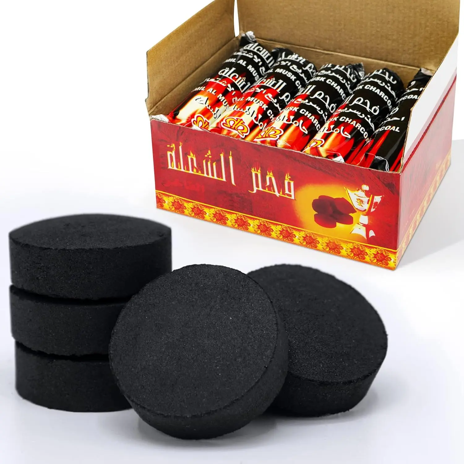 Quick Light Charcoal Briquettes, Charcoal Disk Lights, 33 mm Nature Coal Disks, Instant Fire Coal Tablet, Charcoal Burner (100Pcs)