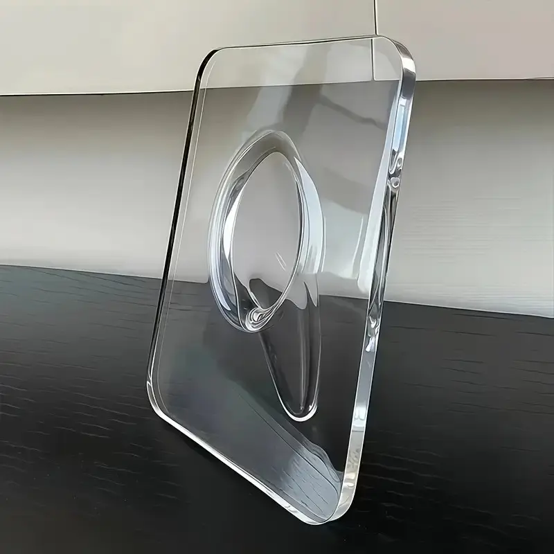 Modern Transparent Acrylic Vase, Heavy Rectangular Flower Holder, Frame Design, Home Office Decor, Minimalist Desktop Decoration