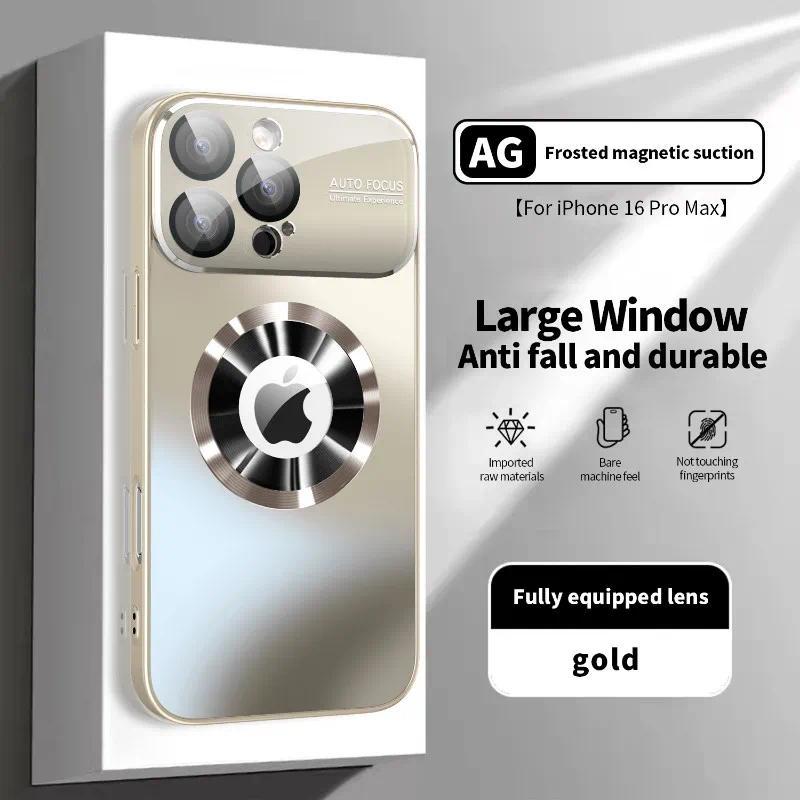 Fin Titanium Metallic Luxury Matte Case For iPhone 17 16 15 14 13 12 11 Pro Max Plus For Magsafe Glass Lens Camera Protection Cover
