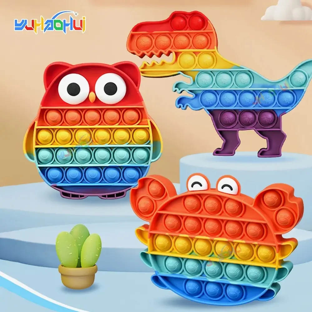 Rainbow Pop Push Bubble Fidget Sensory Toy - Anti-Stress Interactive Desktop Toy, Special Needs Gift for Children and Adults