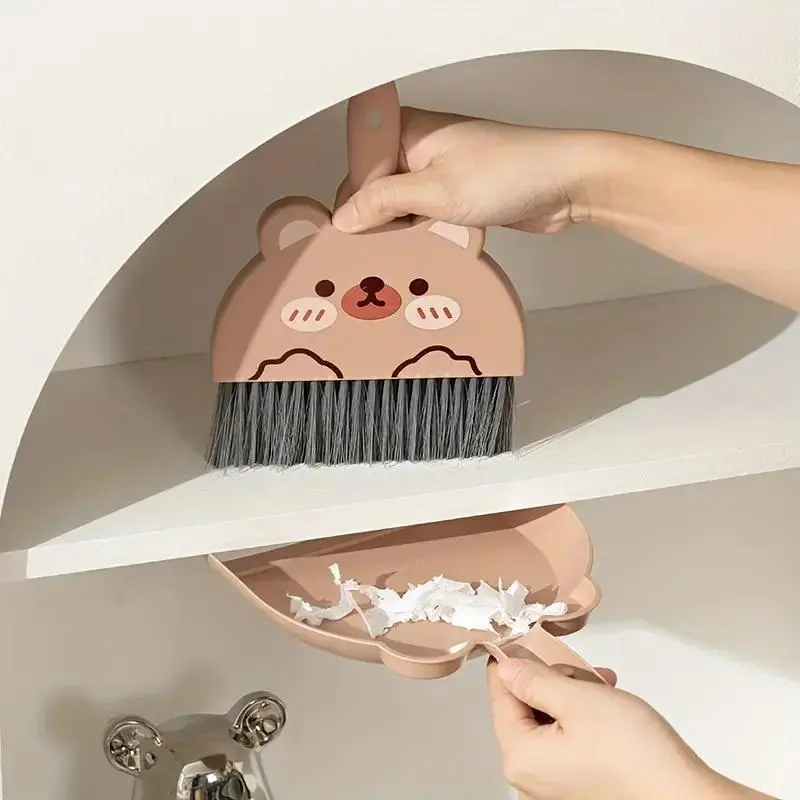 Desktop Small Broom and Dustpan Set for Cleaning Home Surfaces, Includes 1 Broom and 1 Dustpan, Ideal for Pets and Kids