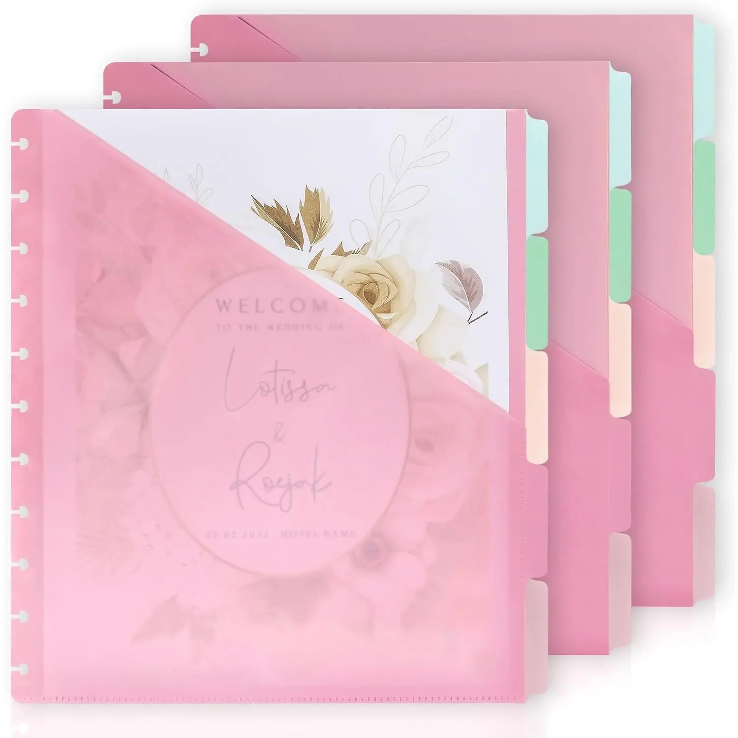 5 count 9.25 x 11.18 in Discbound Pocket Dividers Dividers with Tabs and Pockets Discbound Pocket Folders DiscBound Binder Dividers Plastic Dividers with Tabs DiscBound Planner Supplies for Office