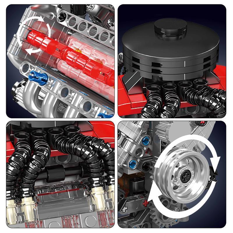 V8 Engine Building Blocks Electric Toy, Mechanical Kit Bricker Build Sets for Boys, Model Building Kits, Assembly Puzzle Gift, Requires 6 Aaa Batteries, Unisex Birthday Present, Building Block Model, Diy Assembly Kit