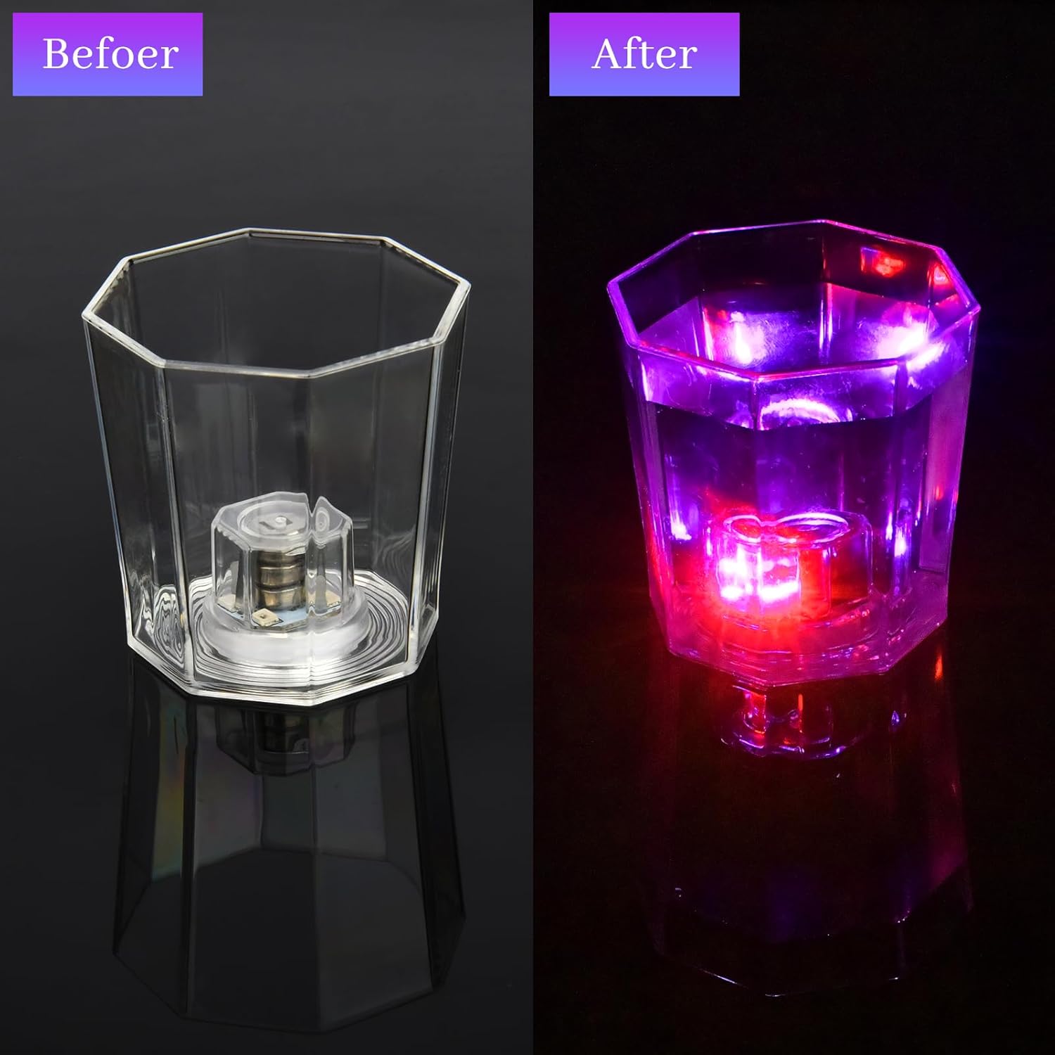 24 Pack Light Up Cups LED Flash Shot Glasses for Party Favors Supplies ...