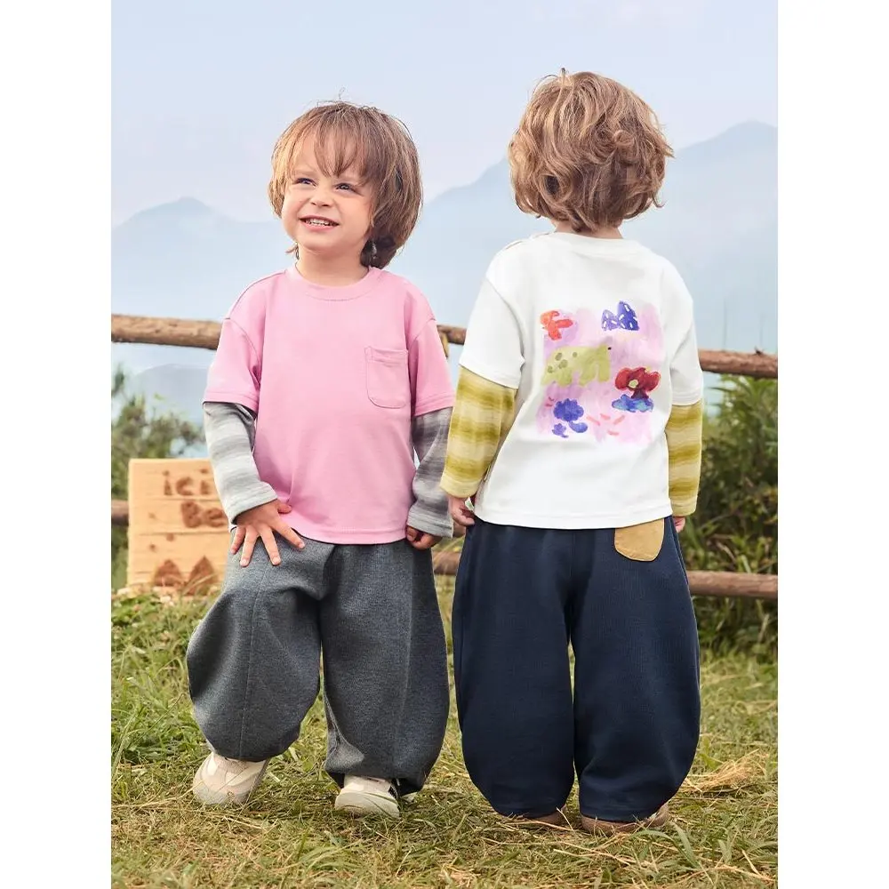 CICIIBEAR Boys' Soft Cotton Solid Plain Sweatpants - 2026 New Spring-Autumn Style Kids' Bottoms