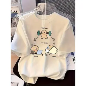 Women's  Short Sleeve Round Neck Regular Fit T-Shirt With Fun My Life Print