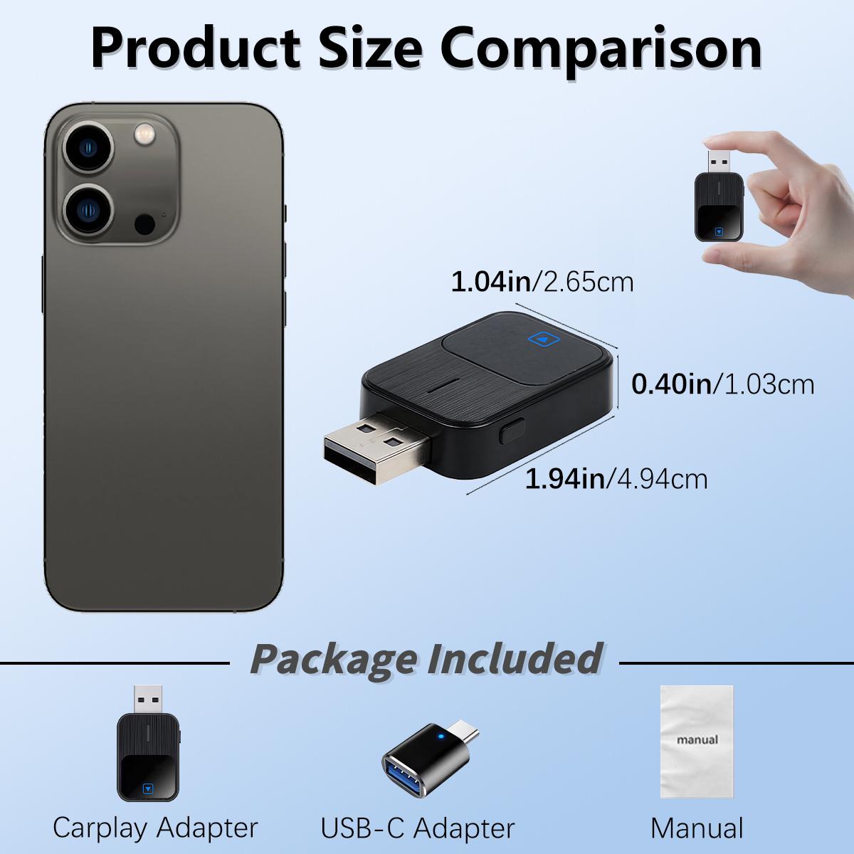 Wireless Apple CarPlay Adapter for both Apple and Android converts wired to wireless suitable for factory wired CarPlay cars from 2016+ Vehicle Auto Automotive Connectivity