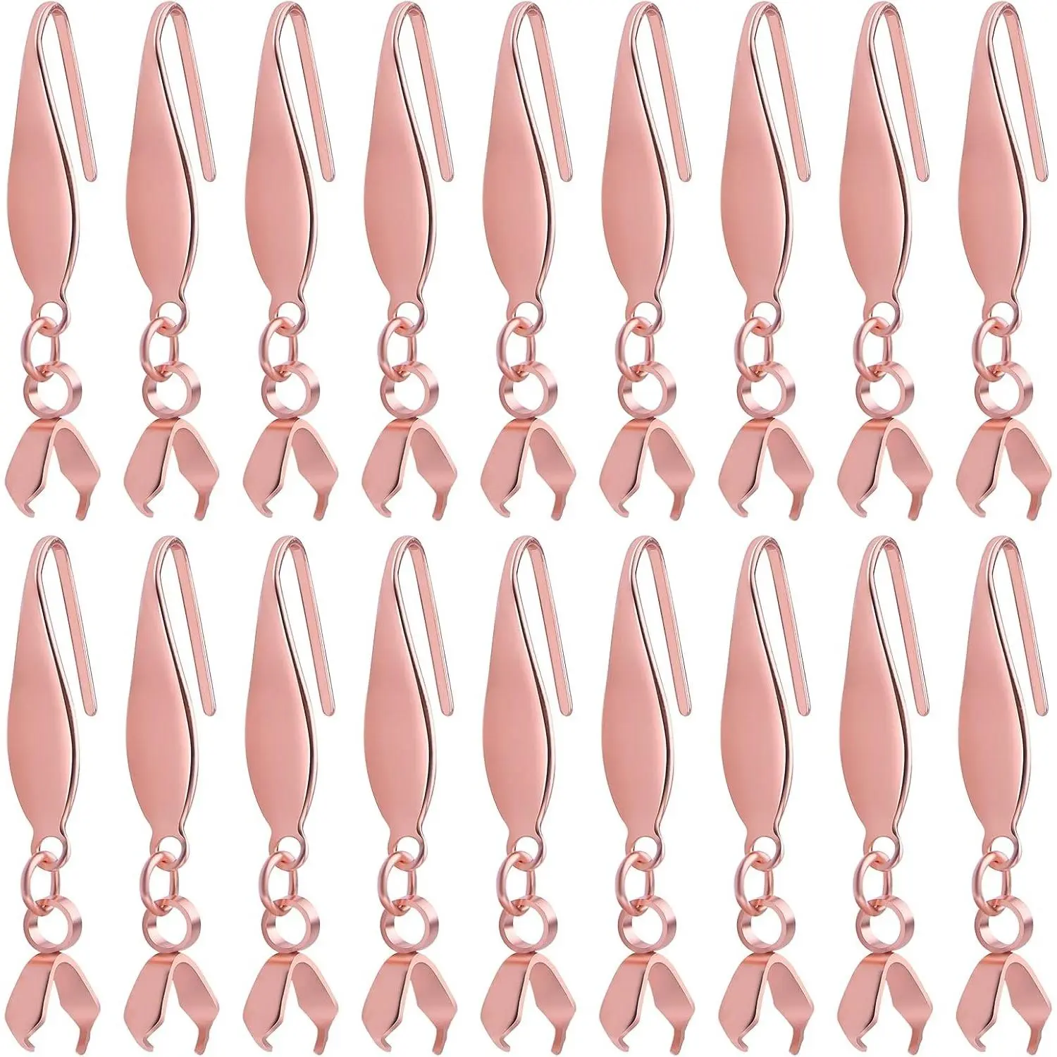 BronaGrand Stainless Steel Earring Hooks, 30pcs Pendant Clasp Earring Hooks Ear Wire Buckle Fish Hooks Dangle Earrings Connectors for Women Girls DIY Jewelry Making Supplies, Rose Gold